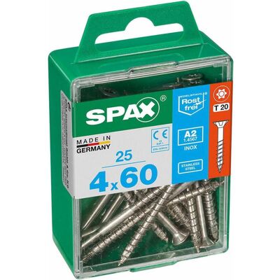 Spax, Schrauben, Schraubenkasten 4197000400602 Holzschraube Flacher Kopf (4 x 60 mm) (4,0 x 60 mm) (25 Schrauben pro Stück, 4 x 60 mm) Spax, Schrauben, Schraubenkasten 4197000400602 Holzschraube Flacher Kopf (4 x 60 mm) (4,0 x 60 mm) (25 Schrauben pro Stück, 4 x 60 mm)