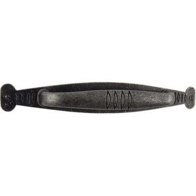 Siro, Möbelgriff, Griff mit Platte Samos LA 96 mm, Breite 153,5 mm, ZN/Stahl eisenfärbig brüniert Siro, Möbelgriff, Griff mit Platte Samos LA 96 mm, Breite 153,5 mm, ZN/Stahl eisenfärbig brüniert