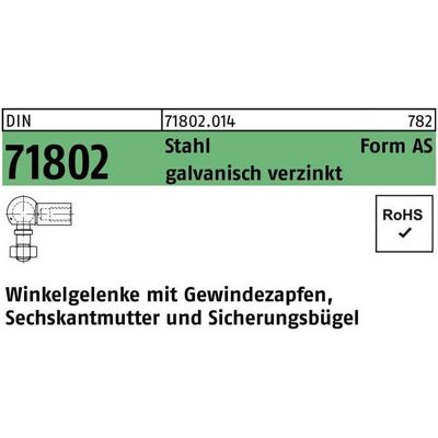 Edelstahl Winkelgelenk - M6 Gewindestift - Galvanisch Verzinkt - DIN 71802 Edelstahl Winkelgelenk - M6 Gewindestift - Galvanisch Verzinkt - DIN 71802