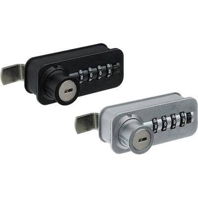 Hettich, Vorhängeschloss, Zahlenschloss mit Riegel rechts Fixcode Kunststoff/Stahl schwarz Hettich, Vorhängeschloss, Zahlenschloss mit Riegel rechts Fixcode Kunststoff/Stahl schwarz