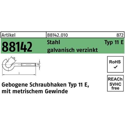 SanDisk Schrauben, Gebogener Schraubhaken 50xM6x18 Stahl galvanisch verzinkt (100 Schrauben pro Stück) SanDisk Schrauben, Gebogener Schraubhaken 50xM6x18 Stahl galvanisch verzinkt (100 Schrauben pro Stück)