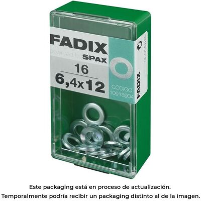 Fadix, Muttern + Unterlegscheiben, Box s 16 Stück. Zink-Unterlegscheibe 6,4x12mm Fadix, Muttern + Unterlegscheiben, Box s 16 Stück. Zink-Unterlegscheibe 6,4x12mm
