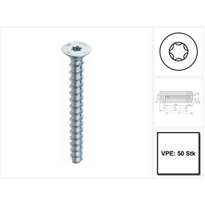Heco, Schrauben, MULTI MONTI plus F Schraubanker 6,0 x 120 mm 50 Stück ( 48505 ) Betonschraube, Senkkopf, T-Driv (50 Schrauben pro Stück) Heco, Schrauben, MULTI MONTI plus F Schraubanker 6,0 x 120 mm 50 Stück ( 48505 ) Betonschraube, Senkkopf, T-Driv (50 Schrauben pro Stück)