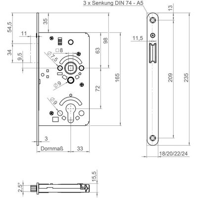 SSF, Türschloss + Schliesszylinder, Magnet-Einsteckschloss MG 50 FS SSF, Türschloss + Schliesszylinder, Magnet-Einsteckschloss MG 50 FS