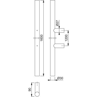 Hoppe, Möbelgriff, Stogriff E5011 gerade Sttze L 1600 mm Lochabstand 1200 mm edelstahl Hoppe, Möbelgriff, Stogriff E5011 gerade Sttze L 1600 mm Lochabstand 1200 mm edelstahl