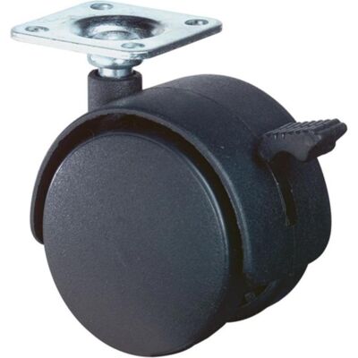 BS Rollen, Möbelrollen, Kunststoffdoppelrolle mit Feststeller Rad-Ø 50 mm Tragfähigkeit 40 kg mit Anschraubplatte Polyami... BS Rollen, Möbelrollen, Kunststoffdoppelrolle mit Feststeller Rad-Ø 50 mm Tragfähigkeit 40 kg mit Anschraubplatte Polyami...