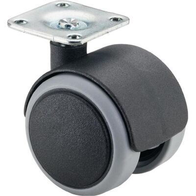 BS Rollen, Möbelrollen, Kunststoffdoppelrolle Rad-Ø 40 mm Tragfähigkeit 30 kg mit Anschraubplatte Polyamid BS Rollen, Möbelrollen, Kunststoffdoppelrolle Rad-Ø 40 mm Tragfähigkeit 30 kg mit Anschraubplatte Polyamid
