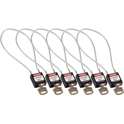 Brady, Vorhängeschloss, kompaktes Sicherheitsschloss Nylon mit Kabelbügel, Schwarz, 400mm Kabellänge, 4,7mm PVC-besc Brady, Vorhängeschloss, kompaktes Sicherheitsschloss Nylon mit Kabelbügel, Schwarz, 400mm Kabellänge, 4,7mm PVC-besc