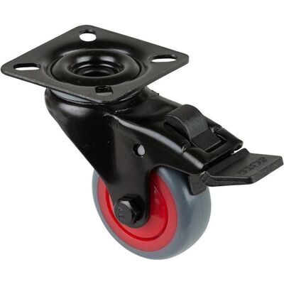 BS Rollen, Möbelrollen, Lenkrolle mit Feststeller Rad-Ø 50 mm Tragfähigkeit 50 kg mit Anschraubplatte mit Totalfeststelle... BS Rollen, Möbelrollen, Lenkrolle mit Feststeller Rad-Ø 50 mm Tragfähigkeit 50 kg mit Anschraubplatte mit Totalfeststelle...