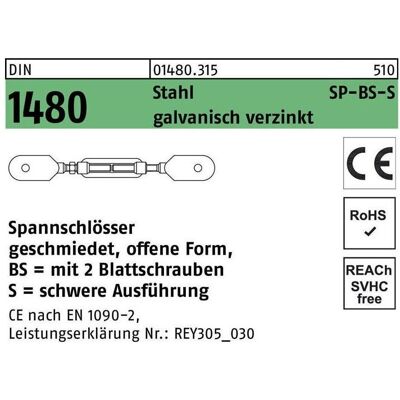 Zubehör Kette + Seil, Spannschloss DIN 1480 offen m.2Blattschrauben SP BS-S M 24 Stahl 3.6 galvanisch verzinkt galvanis... Zubehör Kette + Seil, Spannschloss DIN 1480 offen m.2Blattschrauben SP BS-S M 24 Stahl 3.6 galvanisch verzinkt galvanis...