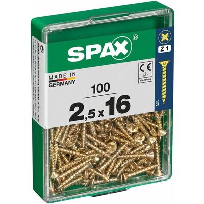 Spax, Schrauben, CS PZ 2,5X16 YELLOX 100PC (100 Schrauben pro Stück) Spax, Schrauben, CS PZ 2,5X16 YELLOX 100PC (100 Schrauben pro Stück)