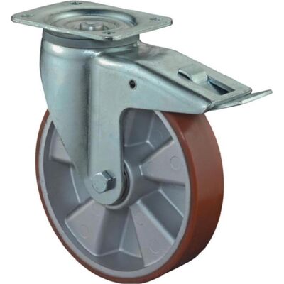 BS Rollen, Möbelrollen, Schwerlastlenkrolle Rad-Ø 150 mm Tragfähigkeit 550 kg mit Feststeller Gusspolyurethan 135 mm 110 mm BS Rollen, Möbelrollen, Schwerlastlenkrolle Rad-Ø 150 mm Tragfähigkeit 550 kg mit Feststeller Gusspolyurethan 135 mm 110 mm