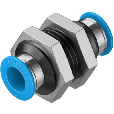 Festo, Zubehör Befestigungstechnik, Push-in Bulkhead Connector, 10mm Festo, Zubehör Befestigungstechnik, Push-in Bulkhead Connector, 10mm