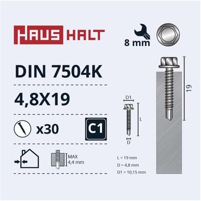 Haushalt, Schrauben, SELF SCREW 4,8X19 DIN7504K ZN 30PCS (30 Schrauben pro Stück) Haushalt, Schrauben, SELF SCREW 4,8X19 DIN7504K ZN 30PCS (30 Schrauben pro Stück)