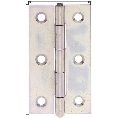 Alberts, Scharnier, Scharnier schmal mit vernietetem Messingstift, 64 x 34 mm, Galv. gelb verzinkt Alberts, Scharnier, Scharnier schmal mit vernietetem Messingstift, 64 x 34 mm, Galv. gelb verzinkt
