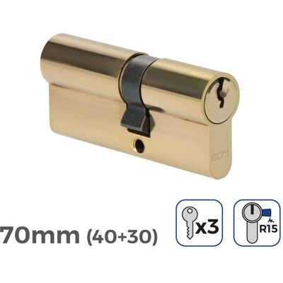 EDM, Türschloss + Schliesszylinder, Product Zylinder 85163 R15 Gold Messing Schliessbart Lang Europäisch (Halbzylinder) EDM, Türschloss + Schliesszylinder, Product Zylinder 85163 R15 Gold Messing Schliessbart Lang Europäisch (Halbzylinder)