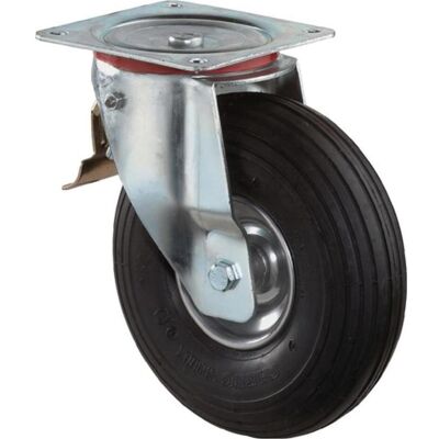 BS Rollen, Möbelrollen, Luftrad Rad-Ø 260 mm Tragfähigkeit 200 kg mit Anschraubplatte Lenkrolle Luftbereifung schwarz BS Rollen, Möbelrollen, Luftrad Rad-Ø 260 mm Tragfähigkeit 200 kg mit Anschraubplatte Lenkrolle Luftbereifung schwarz