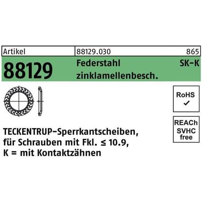 Teckentrup Modell 88129 Zinklamellenbeschichtete Federstahl Sperrkantscheibe Teckentrup Modell 88129 Zinklamellenbeschichtete Federstahl Sperrkantscheibe