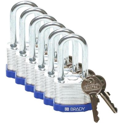 Brady, Vorhängeschloss, laminiertes Stahlvorhängeschloss, Blau, Stahlbügel, 38 mm Bügelhöhe, Bügeldurchmesser 7 mm ( Brady, Vorhängeschloss, laminiertes Stahlvorhängeschloss, Blau, Stahlbügel, 38 mm Bügelhöhe, Bügeldurchmesser 7 mm (