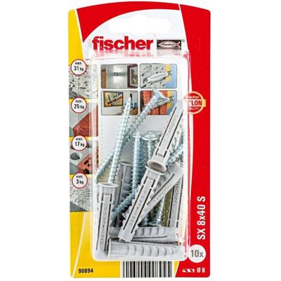 Fischer, Dübel, Universaldübel UX 8x50 R S mit Rand (10 Stk.) Fischer, Dübel, Universaldübel UX 8x50 R S mit Rand (10 Stk.)