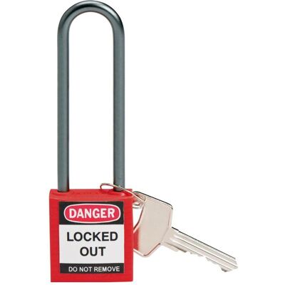 Brady, Vorhängeschloss, kompaktes Sicherheitsschloss Nylon, Rot, 75mm Bügelhöhe, 4,7mm Aluminium-Schliessbügel (Keyed Brady, Vorhängeschloss, kompaktes Sicherheitsschloss Nylon, Rot, 75mm Bügelhöhe, 4,7mm Aluminium-Schliessbügel (Keyed