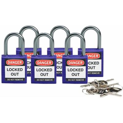 Brady, Vorhängeschloss, kompaktes Sicherheitsschloss Nylon, Violett, 25mm Bügelhöhe, 4,7mm Aluminium-Schliessbügel (K Brady, Vorhängeschloss, kompaktes Sicherheitsschloss Nylon, Violett, 25mm Bügelhöhe, 4,7mm Aluminium-Schliessbügel (K