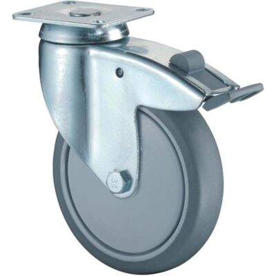 BS Rollen, Möbelrollen, Lenkrolle mit Totalfeststeller Rad-Ø 100 mm Tragfähigkeit 80 kg mit Anschraubplatte Kugellager Gu... BS Rollen, Möbelrollen, Lenkrolle mit Totalfeststeller Rad-Ø 100 mm Tragfähigkeit 80 kg mit Anschraubplatte Kugellager Gu...