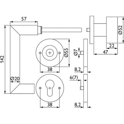Tecwerk, Türgriff + Türgarnitur, Feuerschutzgarnitur NW-443-2 Edelstahl 60 D/K für Türstärke 40-58 mm PZ rund DIN links / rechts (Türgarnitur, Türgriff) Tecwerk, Türgriff + Türgarnitur, Feuerschutzgarnitur NW-443-2 Edelstahl 60 D/K für Türstärke 40-58 mm PZ rund DIN links / rechts (Türgarnitur, Türgriff)