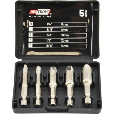 Awtools, Möbelausstattung, Auszugsatz Für Gebrochene Schrauben/Muttern 5-Tlg. Schwarze Linie Awtools, Möbelausstattung, Auszugsatz Für Gebrochene Schrauben/Muttern 5-Tlg. Schwarze Linie