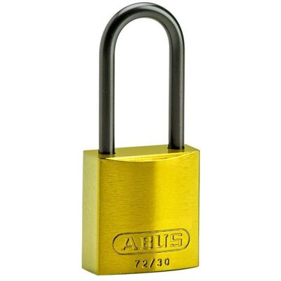 Brady, Vorhängeschloss, Kompaktes Aluminiumvorhängeschloss, Gelb, 50 mm Bügelhöhe, Bügel aus Aluminium, Bügeldurchme Brady, Vorhängeschloss, Kompaktes Aluminiumvorhängeschloss, Gelb, 50 mm Bügelhöhe, Bügel aus Aluminium, Bügeldurchme