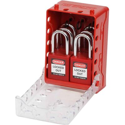 Brady, Vorhängeschloss, Ultra-Compact Lock Box+6 Red KA Locks Brady, Vorhängeschloss, Ultra-Compact Lock Box+6 Red KA Locks