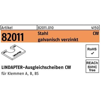Lindapter, Zubehör Befestigungstechnik, Ausgleichscheibe R 82011 CW M 16 / 3,0 Stahl galvanisch verzinkt Lindapter, Zubehör Befestigungstechnik, Ausgleichscheibe R 82011 CW M 16 / 3,0 Stahl galvanisch verzinkt