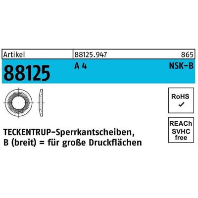 Teckentrup, Muttern + Unterlegscheiben, Sperrkantscheibe R 88125 NSK-B 10 A 4 Teckentrup, Muttern + Unterlegscheiben, Sperrkantscheibe R 88125 NSK-B 10 A 4