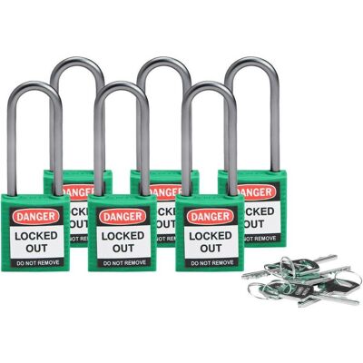 Brady, Vorhängeschloss, kompaktes Sicherheitsschloss Nylon, Grün, 50mm Bügelhöhe, 4,7mm Aluminium-Schliessbügel (Keye Brady, Vorhängeschloss, kompaktes Sicherheitsschloss Nylon, Grün, 50mm Bügelhöhe, 4,7mm Aluminium-Schliessbügel (Keye