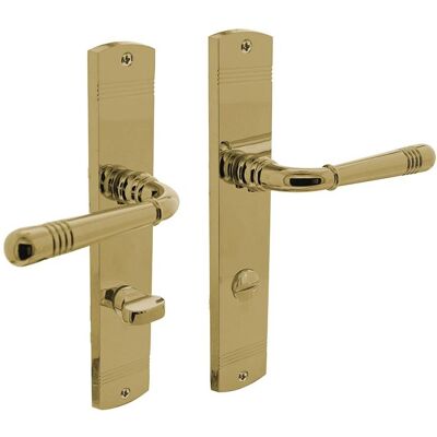 Intersteel, Türgriff + Türgarnitur, Langschildgarnitur Emily WC 78 mm messing lackiert (Türgriff) Intersteel, Türgriff + Türgarnitur, Langschildgarnitur Emily WC 78 mm messing lackiert (Türgriff)