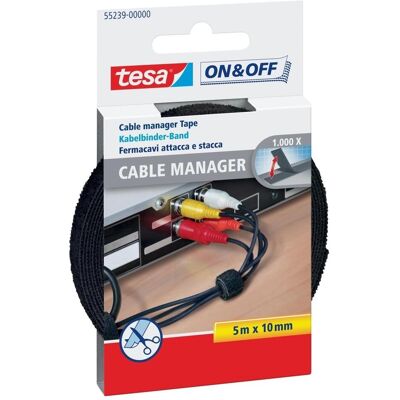Tesa Kabelorganisator - 5m x 10mm Schwarz Tesa Kabelorganisator - 5m x 10mm Schwarz