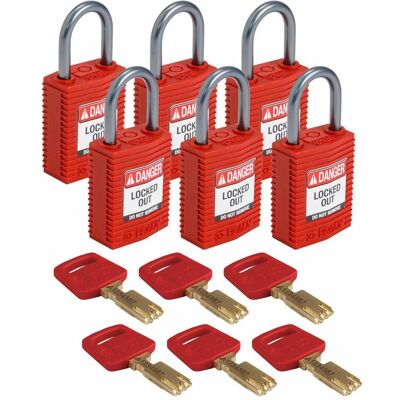 Brady, Vorhängeschloss, Safekey Kompaktes Nylon-Sicherheitsschloss mit Aluminiumbügel, Rot, 25 mm Bügelhöhe, 4.7 mm Brady, Vorhängeschloss, Safekey Kompaktes Nylon-Sicherheitsschloss mit Aluminiumbügel, Rot, 25 mm Bügelhöhe, 4.7 mm