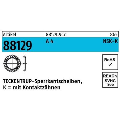Teckentrup, Muttern + Unterlegscheiben, Sperrkantscheibe R 88129 NSK-K 10 A 4 Teckentrup, Muttern + Unterlegscheiben, Sperrkantscheibe R 88129 NSK-K 10 A 4