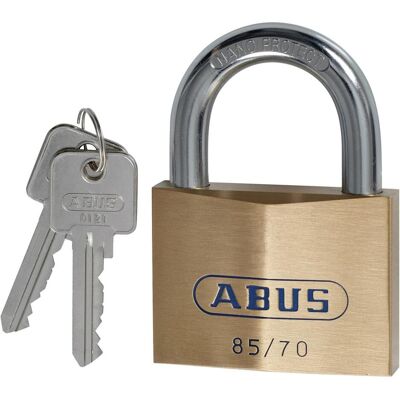 Abus, Vorhängeschloss, Zylindervorhangschloss 85/70 gl Schlosskörperbreite 70 mm Messing gleichschliessend 0121 Abus, Vorhängeschloss, Zylindervorhangschloss 85/70 gl Schlosskörperbreite 70 mm Messing gleichschliessend 0121