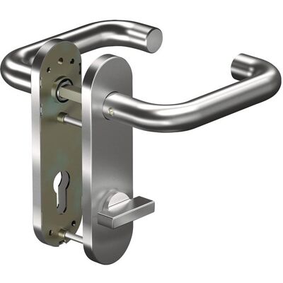 Ogro, Türgriff + Türgarnitur, Kurzschildgarnitur CORE 8100 8 mm / 7051K WC 78MM AL Aluminium F1 WC abgerundet Drückergarnitur Ogro, Türgriff + Türgarnitur, Kurzschildgarnitur CORE 8100 8 mm / 7051K WC 78MM AL Aluminium F1 WC abgerundet Drückergarnitur