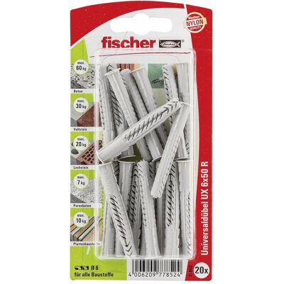 Fischer, Dübel, Universaldübel UX 6x50 R K (20 Stk.) Fischer, Dübel, Universaldübel UX 6x50 R K (20 Stk.)