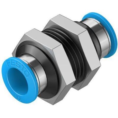 Festo, Zubehör Befestigungstechnik, Push-in Bulkhead Connector, 12mm Festo, Zubehör Befestigungstechnik, Push-in Bulkhead Connector, 12mm