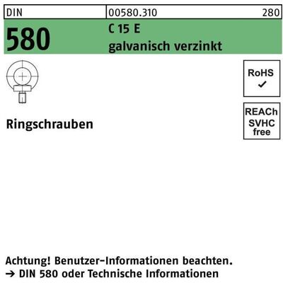 SanDisk Schrauben, DIN 580 Ringschraube VG M10 Stahl galvanisch verzinkt SanDisk Schrauben, DIN 580 Ringschraube VG M10 Stahl galvanisch verzinkt