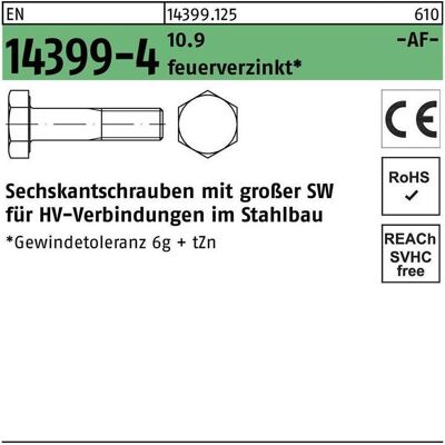 August, Schrauben, Sechskantschraube EN 14399-4 M 27 x 60 10.9 feuerverzinkt (1 Schraube pro Stück) August, Schrauben, Sechskantschraube EN 14399-4 M 27 x 60 10.9 feuerverzinkt (1 Schraube pro Stück)