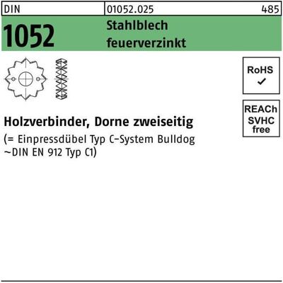 Reyher Holzverbinder - 75mm Stahl Doppelspitze Dübel - Holzverbinder Reyher Holzverbinder - 75mm Stahl Doppelspitze Dübel - Holzverbinder