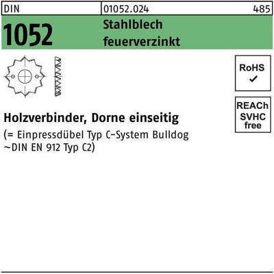 Reyher, Holzverbinder, Holzverbinder DIN 1052 einseitig 62 M12 Stahlblech feuerverzinkt feuerverzinkt (Rundholzverbinder, 150 Stk.) Reyher, Holzverbinder, Holzverbinder DIN 1052 einseitig 62 M12 Stahlblech feuerverzinkt feuerverzinkt (Rundholzverbinder, 150 Stk.)