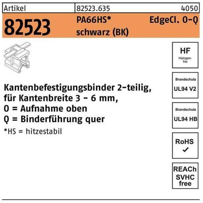 HellermannTyton, Kabelbinder, Befestigungsbinder R 82523 m.Edgeclip 4,6 x 150/35 PA66HS schwarz oben-quer (150 mm, 500 Stk.) HellermannTyton, Kabelbinder, Befestigungsbinder R 82523 m.Edgeclip 4,6 x 150/35 PA66HS schwarz oben-quer (150 mm, 500 Stk.)