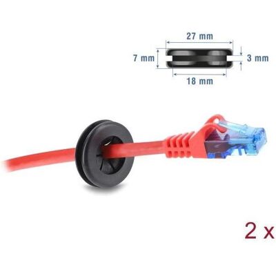Delock, Leitungsführung Zubehör, Gummi Kabeldurchführung rund Ø 22 mm schwarz 2 Stück Delock, Leitungsführung Zubehör, Gummi Kabeldurchführung rund Ø 22 mm schwarz 2 Stück