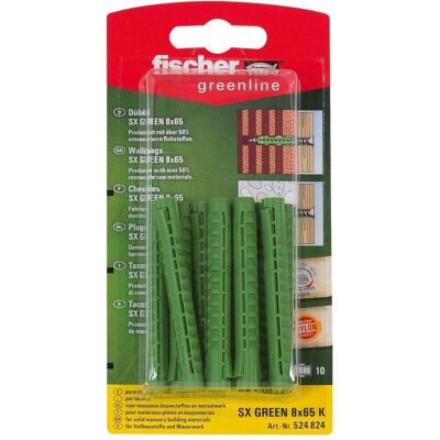 Fischer, Dübel, 524824 Spreizdübel 8x65 K, Inhalt: 10 x Dübel SX Green 8 x 65 (10 Stk.) Fischer, Dübel, 524824 Spreizdübel 8x65 K, Inhalt: 10 x Dübel SX Green 8 x 65 (10 Stk.)