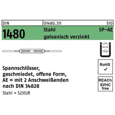 Zubehör Kette + Seil, Spannschloss DIN 1480 offen m.2Anschweissenden SP-AE M 30 Stahl ÜZ galvanisch verzinkt galvanisch... Zubehör Kette + Seil, Spannschloss DIN 1480 offen m.2Anschweissenden SP-AE M 30 Stahl ÜZ galvanisch verzinkt galvanisch...